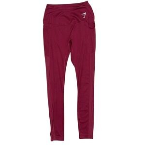 Gymshark High Waisted Pocket Leggings Womens Small Burgundy Compression Athletic